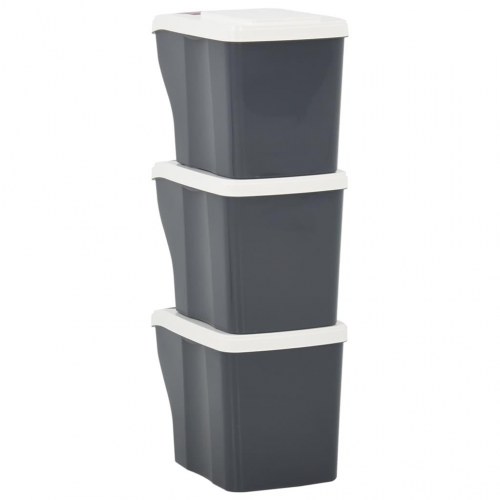 Stabelbare skraldespande 3 stk. 60 l mørkegrå