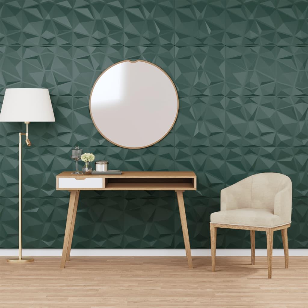 Vægpaneler 48 stk. 50x50 cm 12 m² XPS diamant grøn