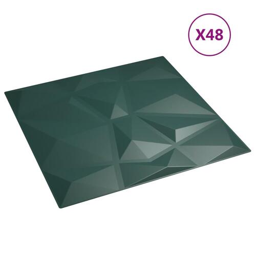 Vægpaneler 48 stk. 50x50 cm 12 m² XPS diamant grøn
