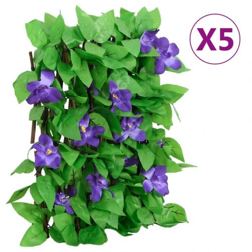 Espalier med kunstig vedbend - 5 stk. udvidelige hegn 180×20 cm, grøn