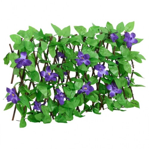 Espalier med kunstig vedbend - 5 stk. udvidelige hegn 180×20 cm, grøn