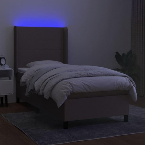 Kontinentalseng med LED-lys 80×200 cm - stof gråbrun