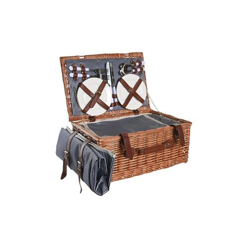 Kurv Picnic Brun Marineblå flet 46 x 30 x 20 cm