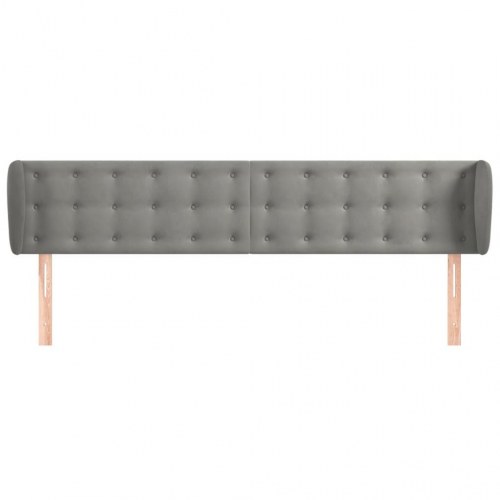 Sengegavl med kanter i fløjl 163 x 23 x 78/88 cm - lysegrå