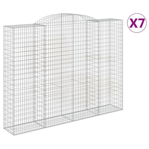 Buede gabionkurve - 7 stk. 300×50×220/240 cm i galvaniseret jern