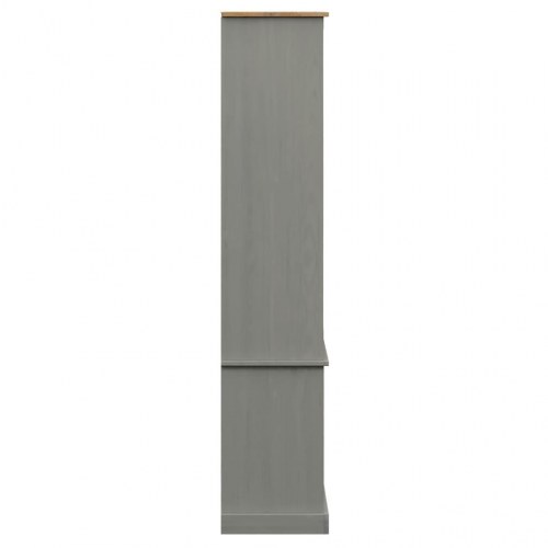 Glasskab VIGO 85x35x170 cm i massivt fyrretræ - grå