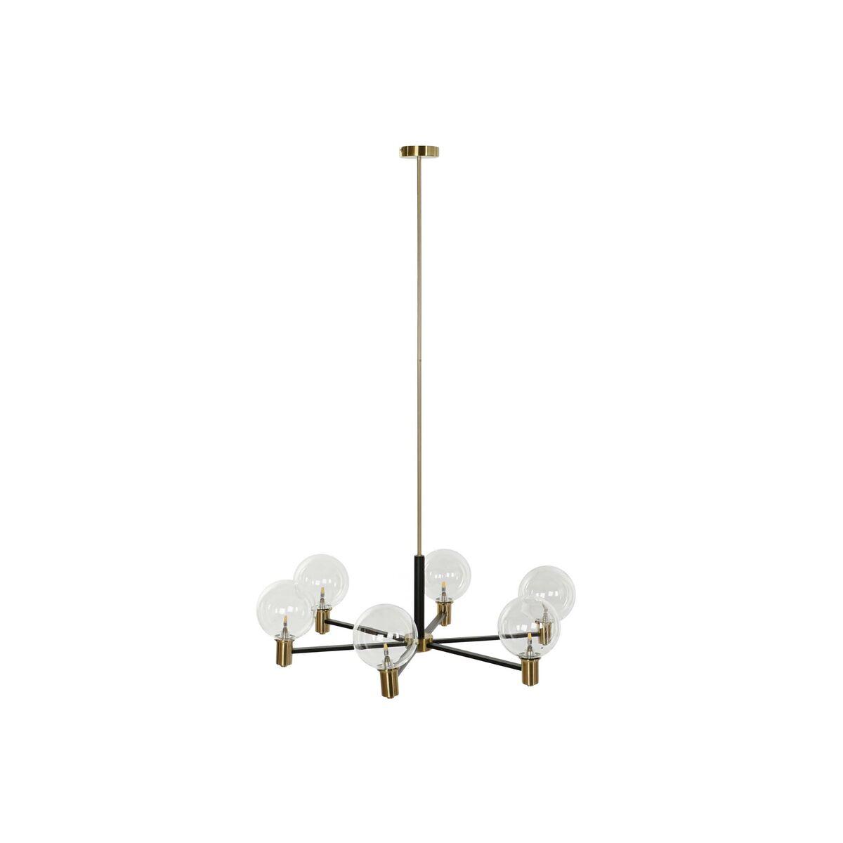 Loftslampe 83 X 83 X 128 Cm Krystal Sort Gylden Metal 9 W