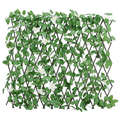 Espalier med kunstig vedbend - udvideligt 186×30 cm, grøn