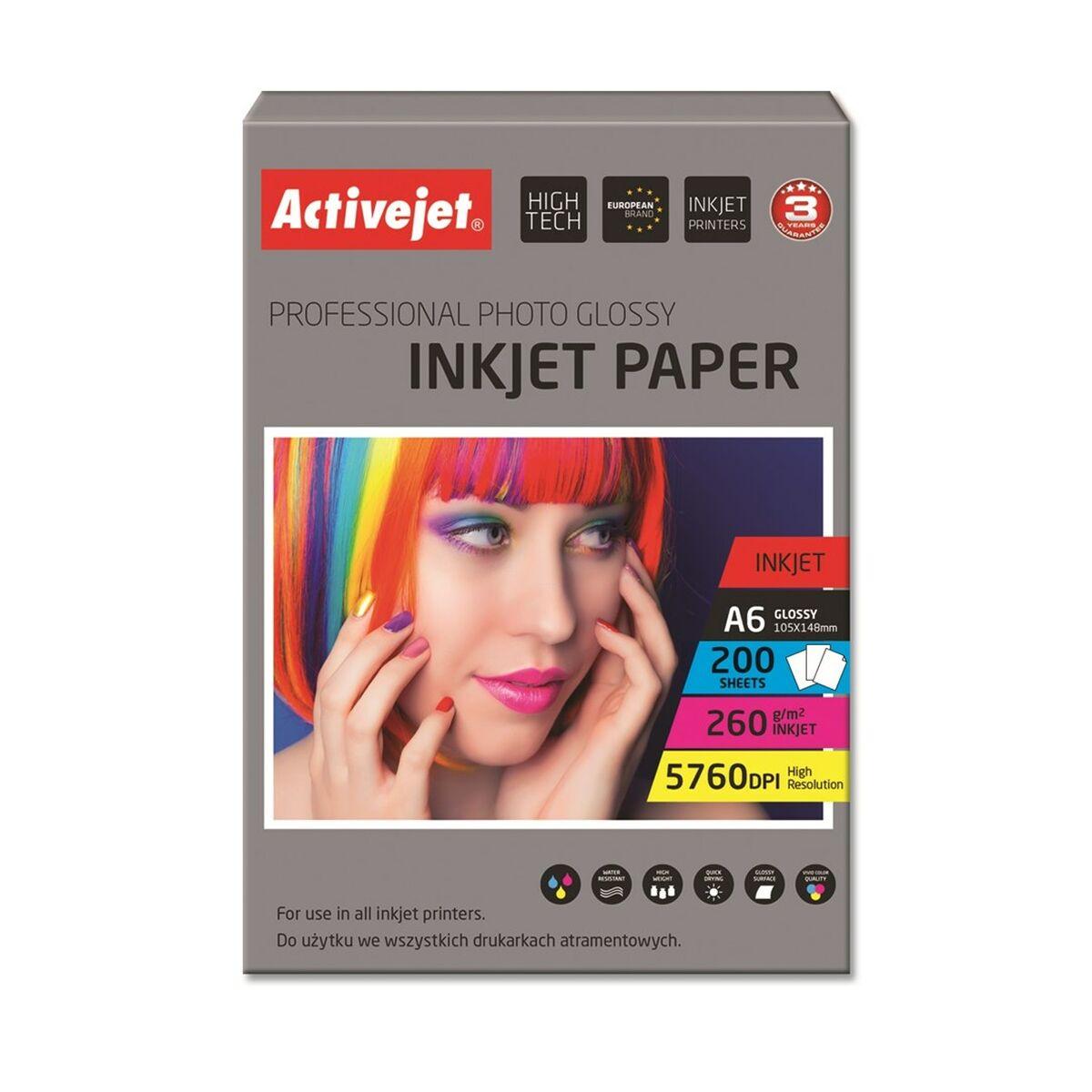 Activejet glossy fotopapir A6 - 260 g/m², 200 ark