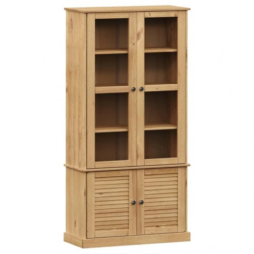 Glasskab VIGO 85x35x170 cm - massivt fyrretræ, vitrineskab med glaslåger