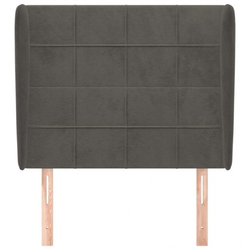 Sengegavl med kanter i fløjl 83 x 23 x 118/128 cm - mørkegrå