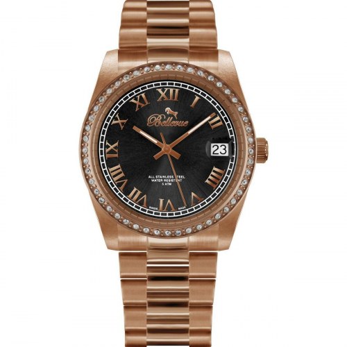 Dameur Bellevue I25 - armbåndsur til kvinder, Ø 35 mm, pink/ sort