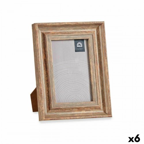Fotoramme 10×15 cm - brun/bronze trælook med glas, sæt á 6
