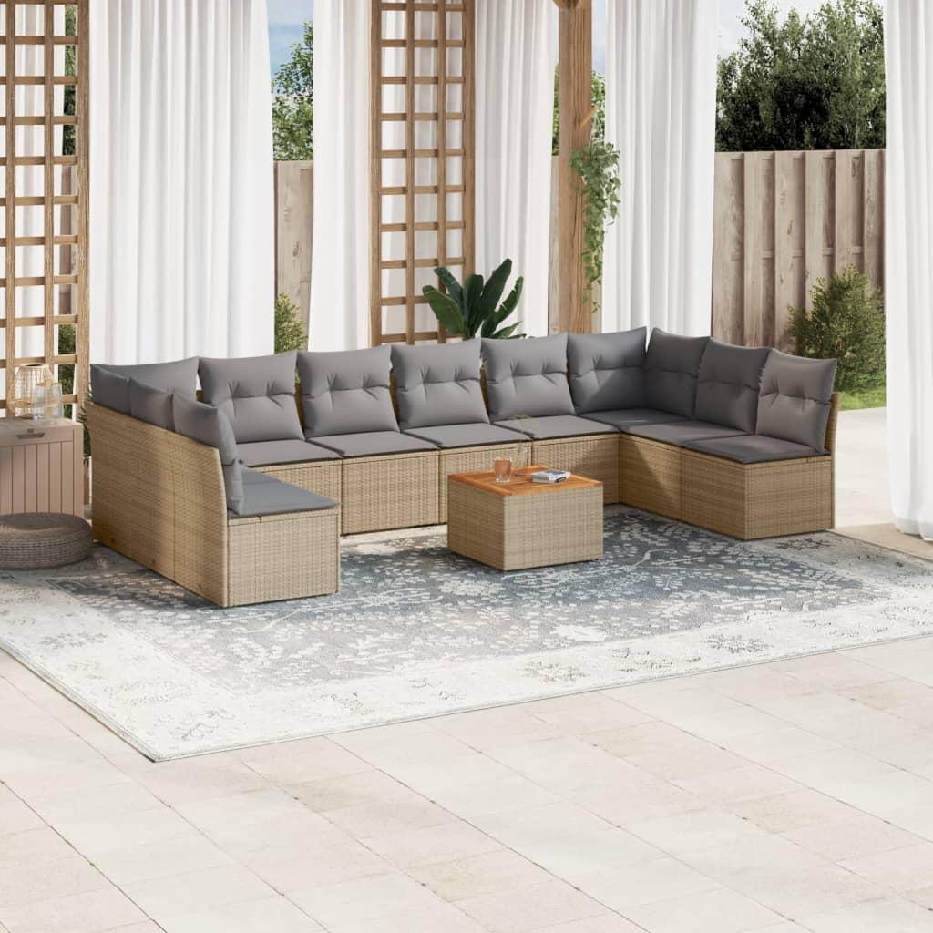Sofasæt Til Haven 11 Dele Med Hynder Polyrattan - beige og grå