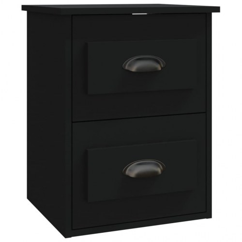 Væghængt sengebord med 2 skuffer - 41,5 × 36 × 53 cm, sort