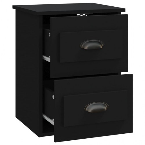 Væghængt sengebord med 2 skuffer - 41,5 × 36 × 53 cm, sort
