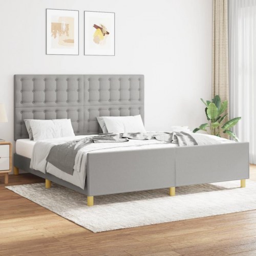 Sengeramme 160 x 200 cm med sengegavl uden madras - lysegrå