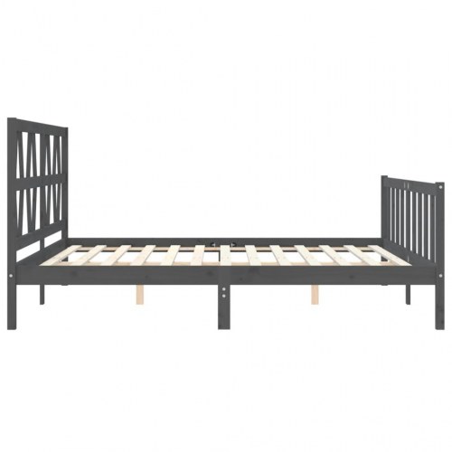Sengeramme med sengegavl 200x200 cm massivt træ grå