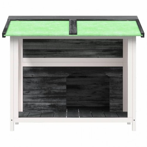 Hundehus i massivt fyrretræ - grå/hvid, 96 × 87 × 80,5 cm