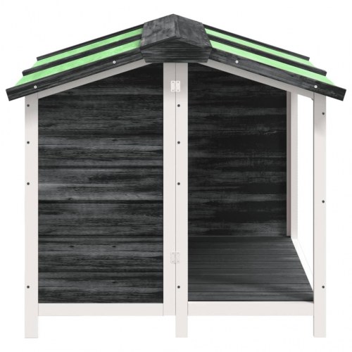 Hundehus i massivt fyrretræ - grå/hvid, 96 × 87 × 80,5 cm