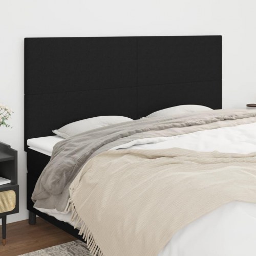 Sengegavl i sort stof - 160 x 5 x 118/128 cm