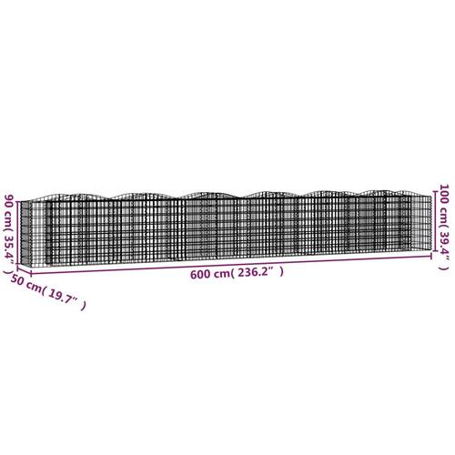 Buet gabion-højbed 600x50x100 cm galvaniseret jern