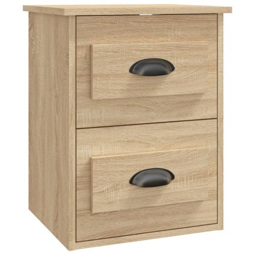 Væghængt sengebord 41,5×36×53 cm - sonoma-eg, 2 skuffer