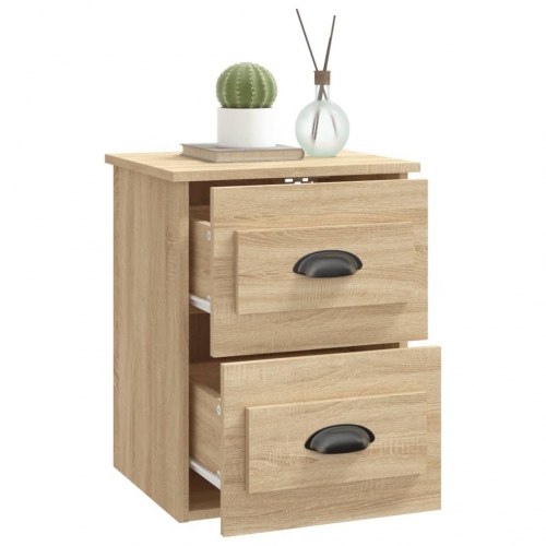 Væghængt sengebord 41,5×36×53 cm - sonoma-eg, 2 skuffer