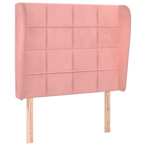 Sengegavl med kanter 93 x 23 x 118/128 cm - lyserød fløjl