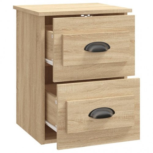 Væghængt sengebord 41,5×36×53 cm - sonoma-eg, 2 skuffer