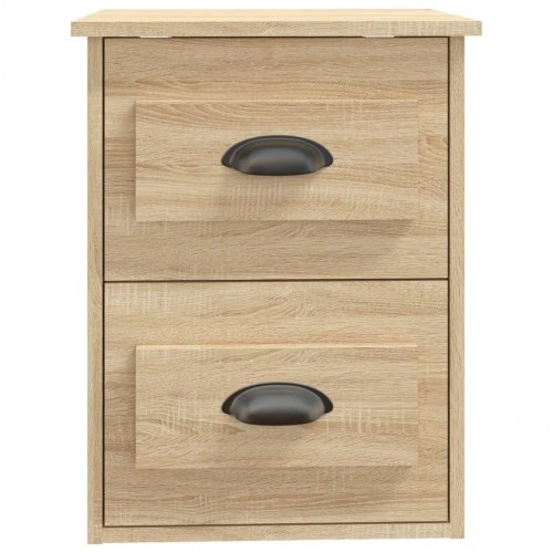 Væghængt sengebord 41,5×36×53 cm - sonoma-eg, 2 skuffer
