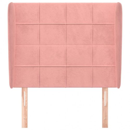 Sengegavl med kanter 93 x 23 x 118/128 cm - lyserød fløjl