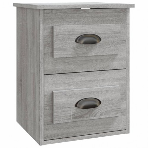 Væghængt sengebord 41,5×36×53 cm - grå sonoma-eg, 2 skuffer