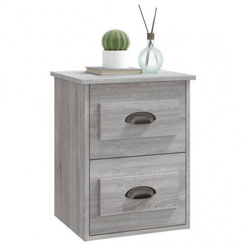 Væghængt sengebord 41,5×36×53 cm - grå sonoma-eg, 2 skuffer