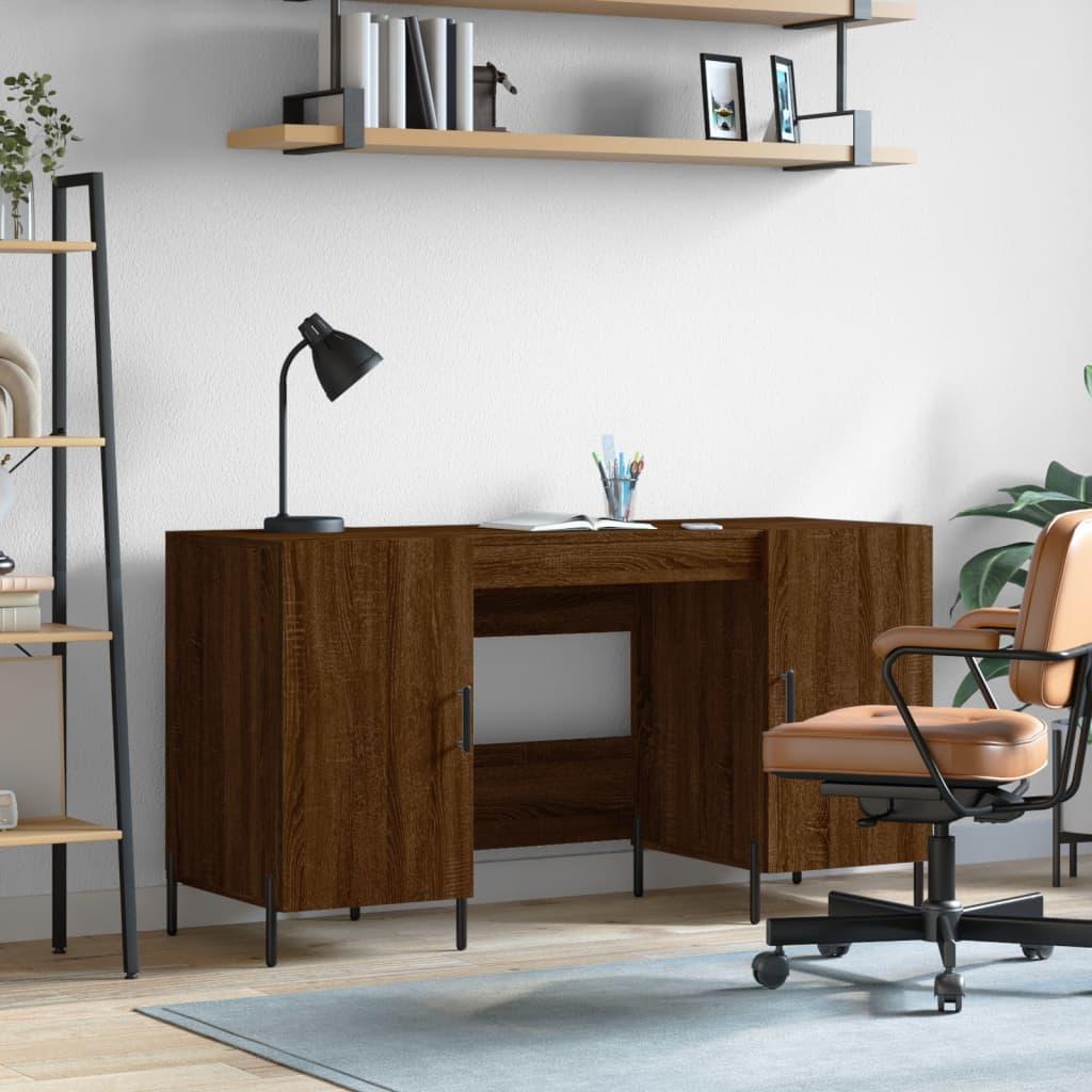 Skrivebord 140x50x75 Cm Konstrueret Træ Brun Egetræsfarve