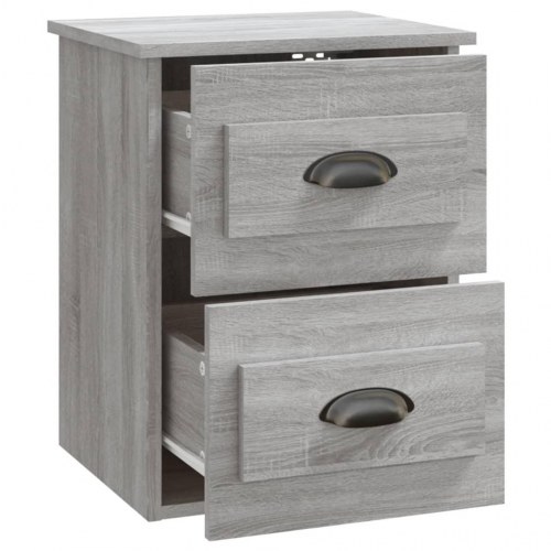Væghængt sengebord 41,5×36×53 cm - grå sonoma-eg, 2 skuffer