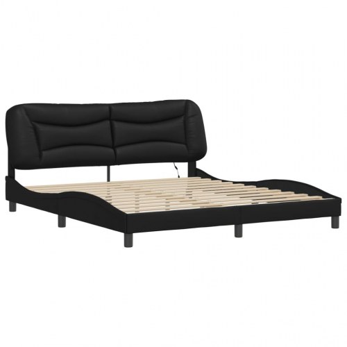 Sengeramme med LED Hvar 180 x 200 cm - sort