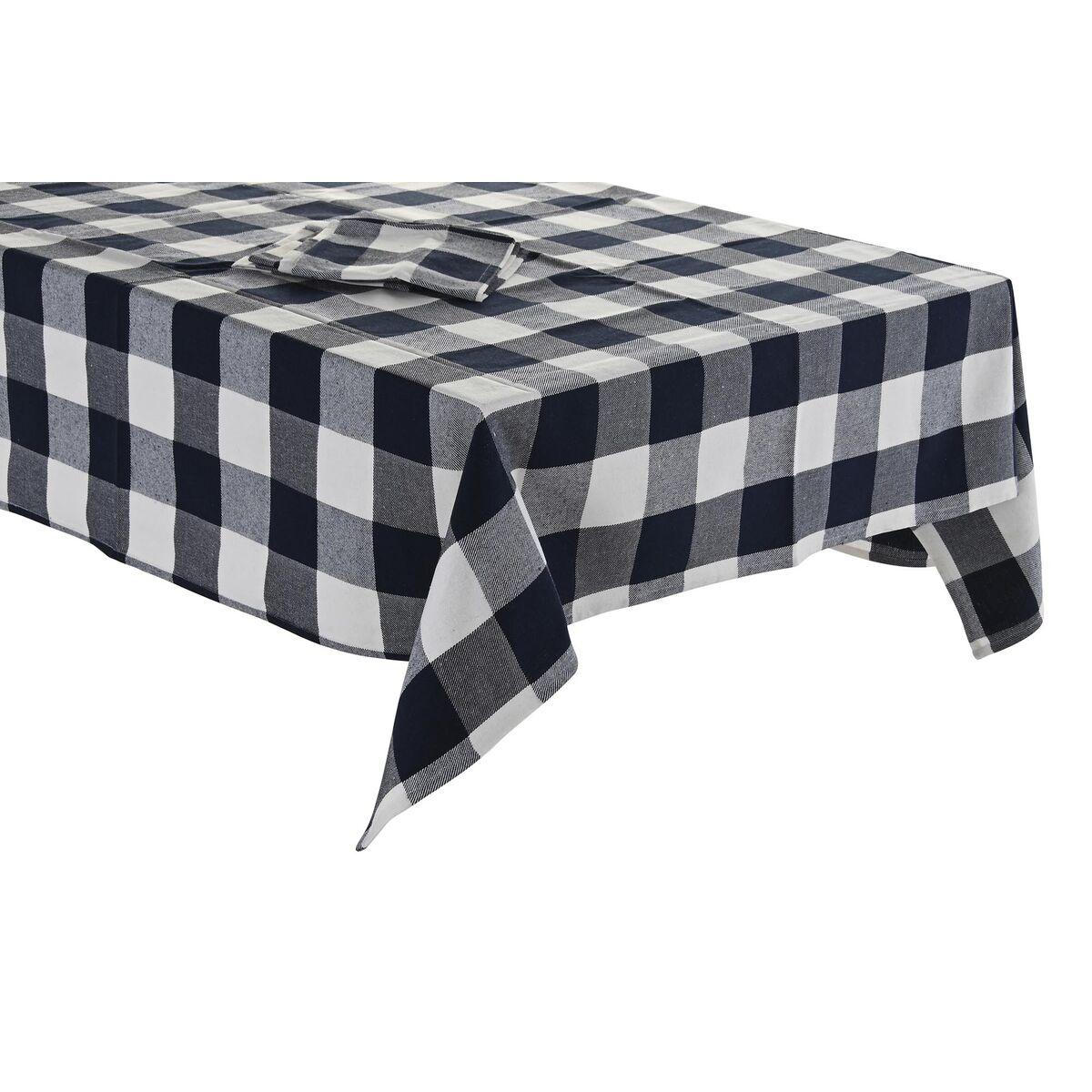 Dug med 4 servietter - blå/hvid tern, 150 × 150 cm