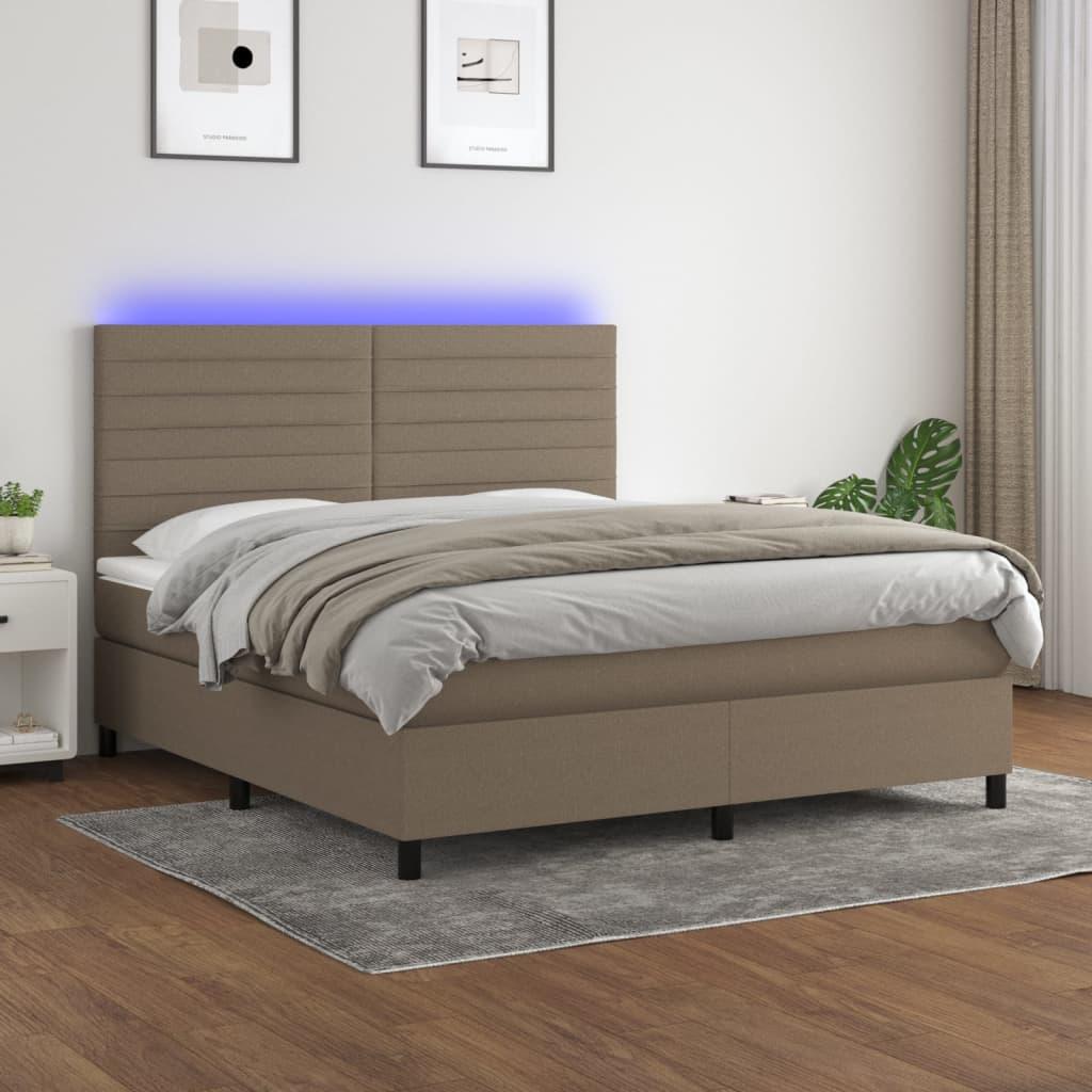 Kontinentalseng Med Led-Lys Stof Gråbrun - vandrette striber / 180 x 200 cm
