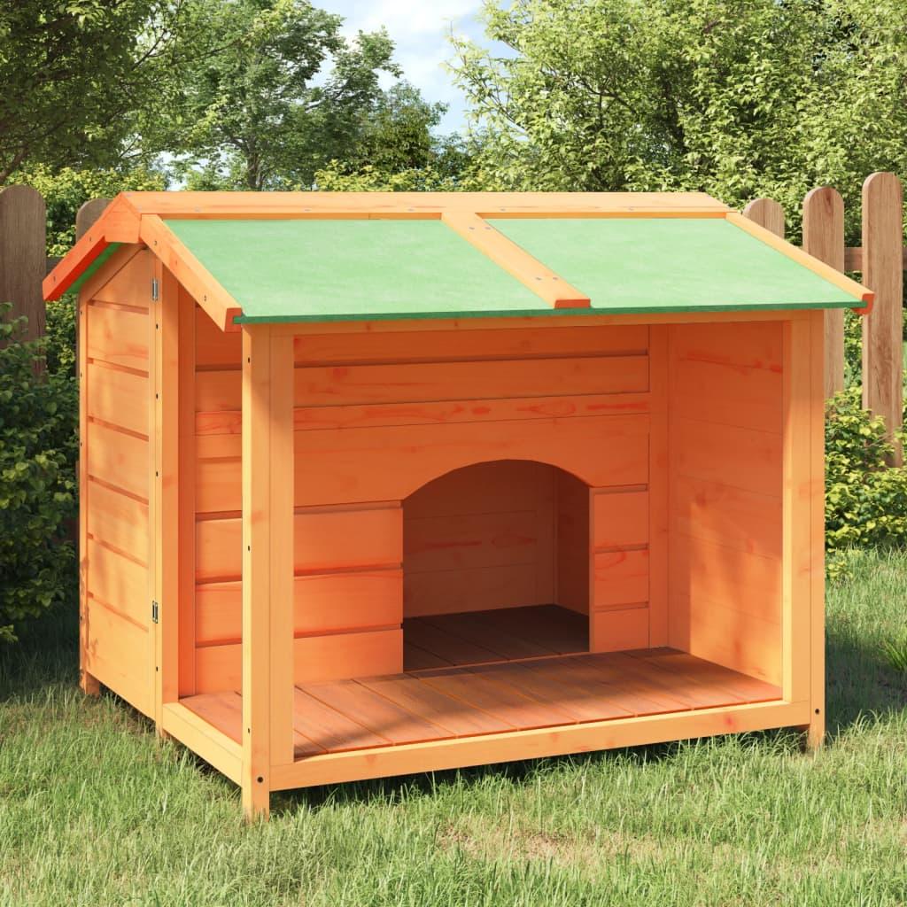 Hundehus 96x87x80,5 cm massivt fyrretræ brun