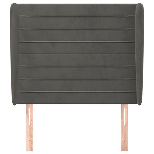 Sengegavl med kanter 103x23x118/128 cm fløjl mørkegrå