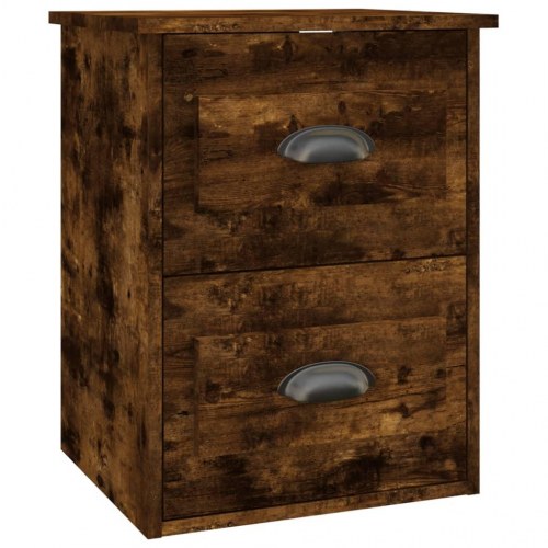 Væghængt sengebord 41,5×36×53 cm - røget eg, 2 skuffer