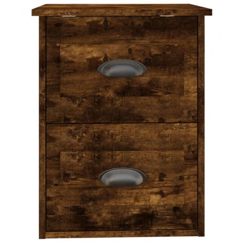 Væghængt sengebord 41,5×36×53 cm - røget eg, 2 skuffer