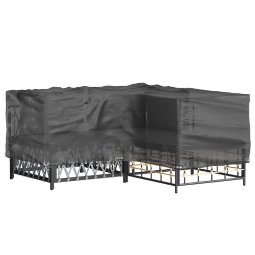 L-formet havemøbelovertræk 185 × 185 × 70 cm - 12 øjer, sort