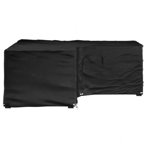 L-formet havemøbelovertræk 185 × 185 × 70 cm - 12 øjer, sort