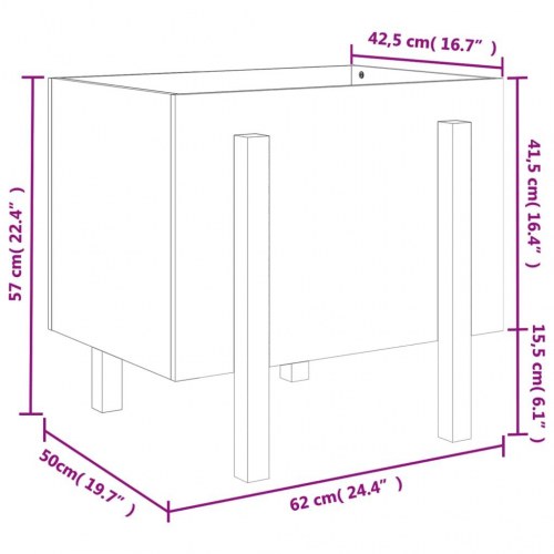 Plantekasse 62x50x57 cmmassivt fyrretræ grå