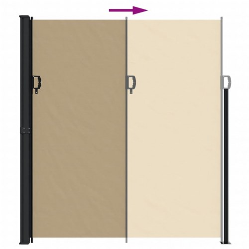 Sammenrullelig sidemarkise 220 × 300 cm - beige privatlivsskærm til terrasse og altan