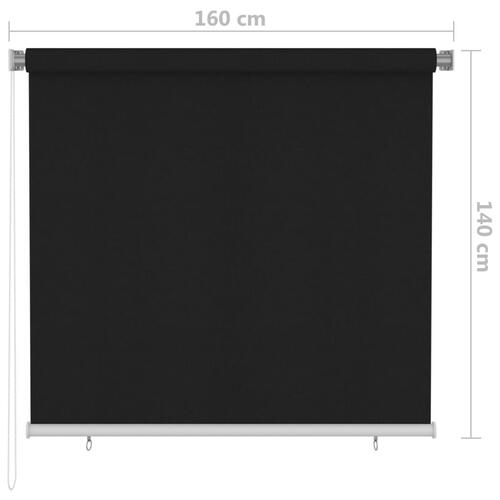 Udendørs rullegardin 160 x 140 cm sort