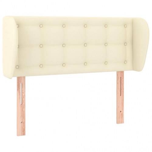 Sengegavl med kanter i kunstlæder - 83×23×78/88 cm, cremefarvet
