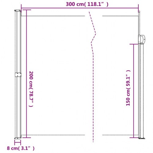 Sammenrullelig sidemarkise 200 × 300 cm - hvid